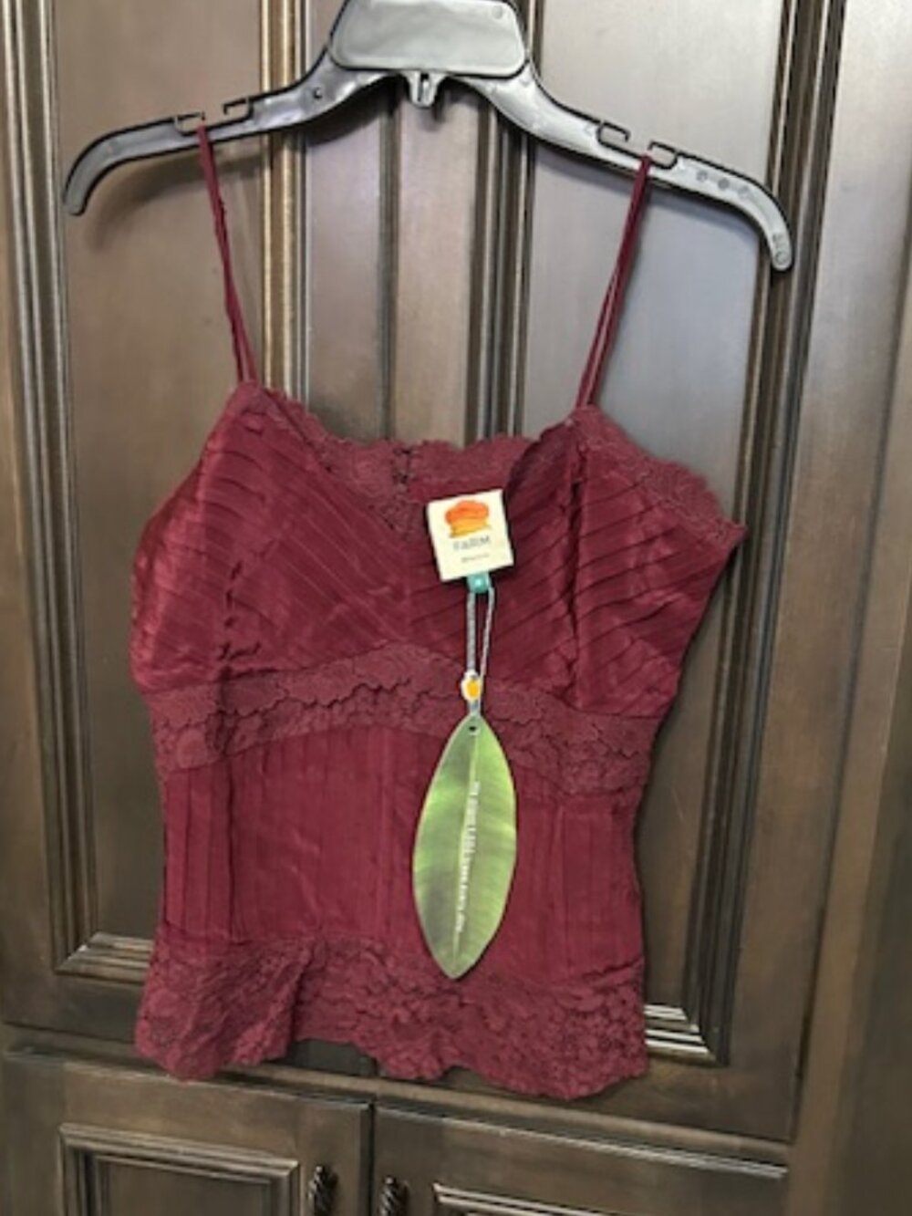 Farm Rio Purple Lace Sleeveless Adjustable Spaghetti Straps Blouse